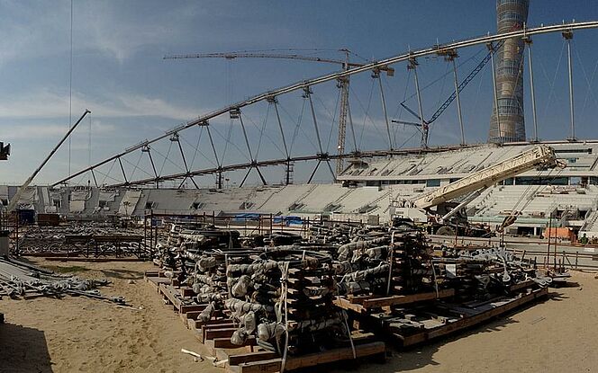 Gutachten für das Stadium Doha Baustelle des Stadium in Doha